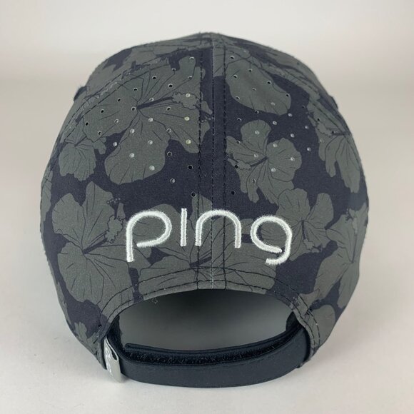 Ping Golf Navy Blue Green Floral Print Relaxed Fit Strapback Adjustable Hat - Picture 4 of 7